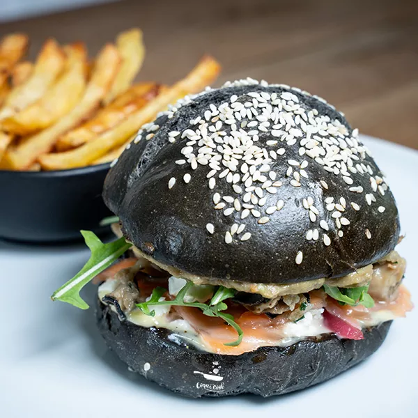 Burger d'huîtres, Guacamole et saumon fumé